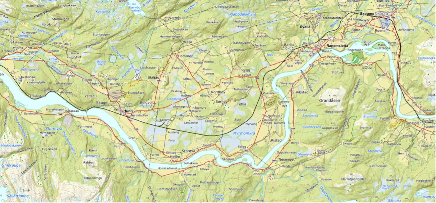 Midtre Namdal – Norgeskart