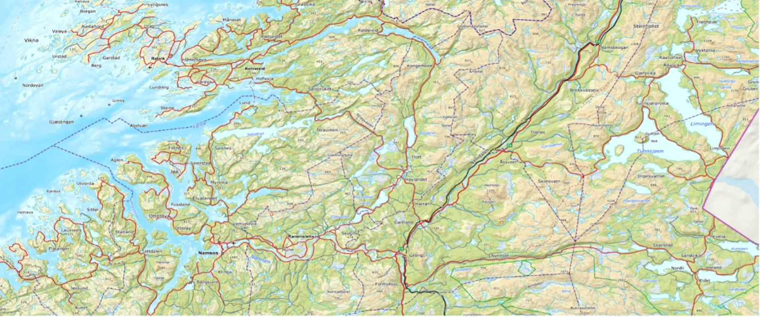 Namdalen – dalføret m.m. - Norgeskart